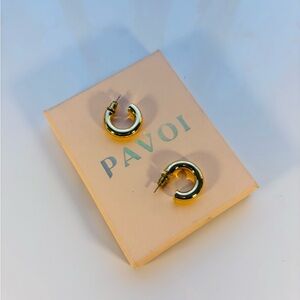 PAVOI 14K Gold Plated Lightweight Chunky Open Hoops